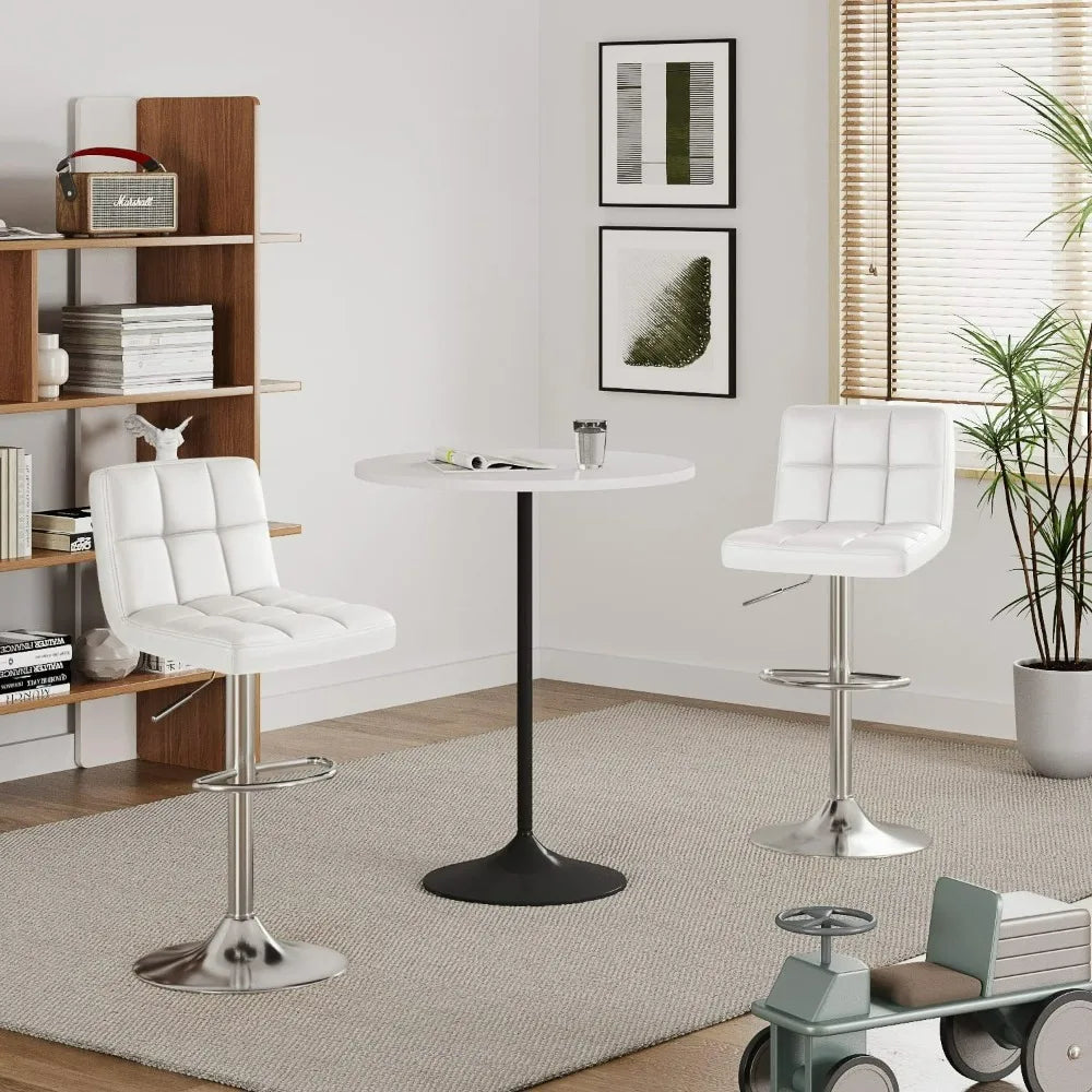 Bar Stools PU Leather Swivel Adjustable Hydraulic Counter Height Set
