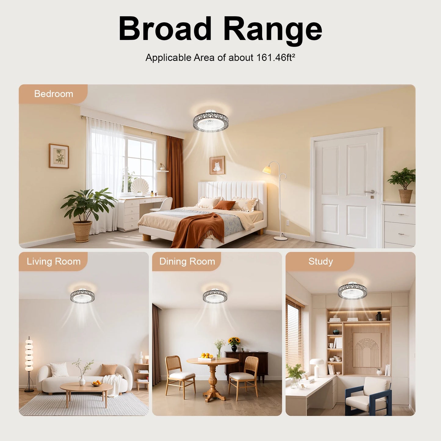 Ceiling Fan Light With Remote Control Modern ABS Low Noise