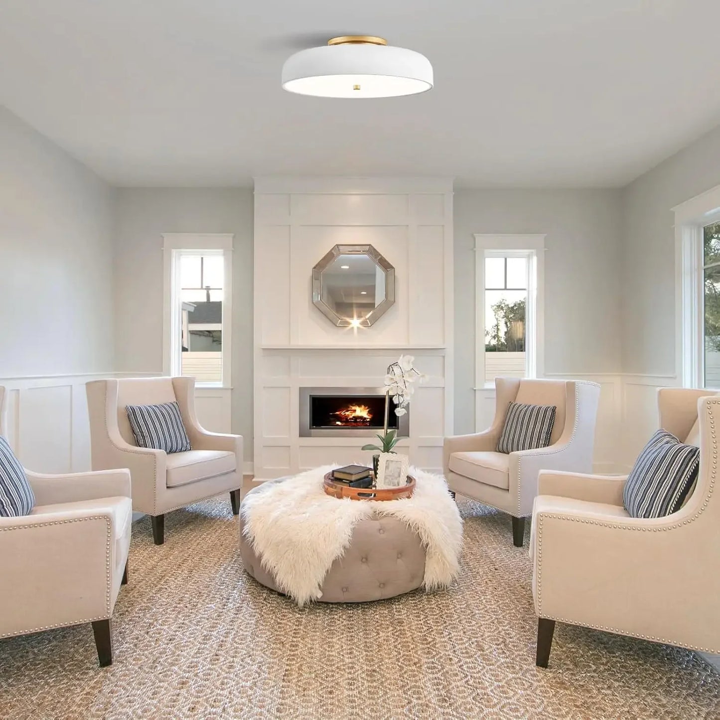 LED Ceiling Light Fixture 5CCT Mid Century Semi Flush Mount