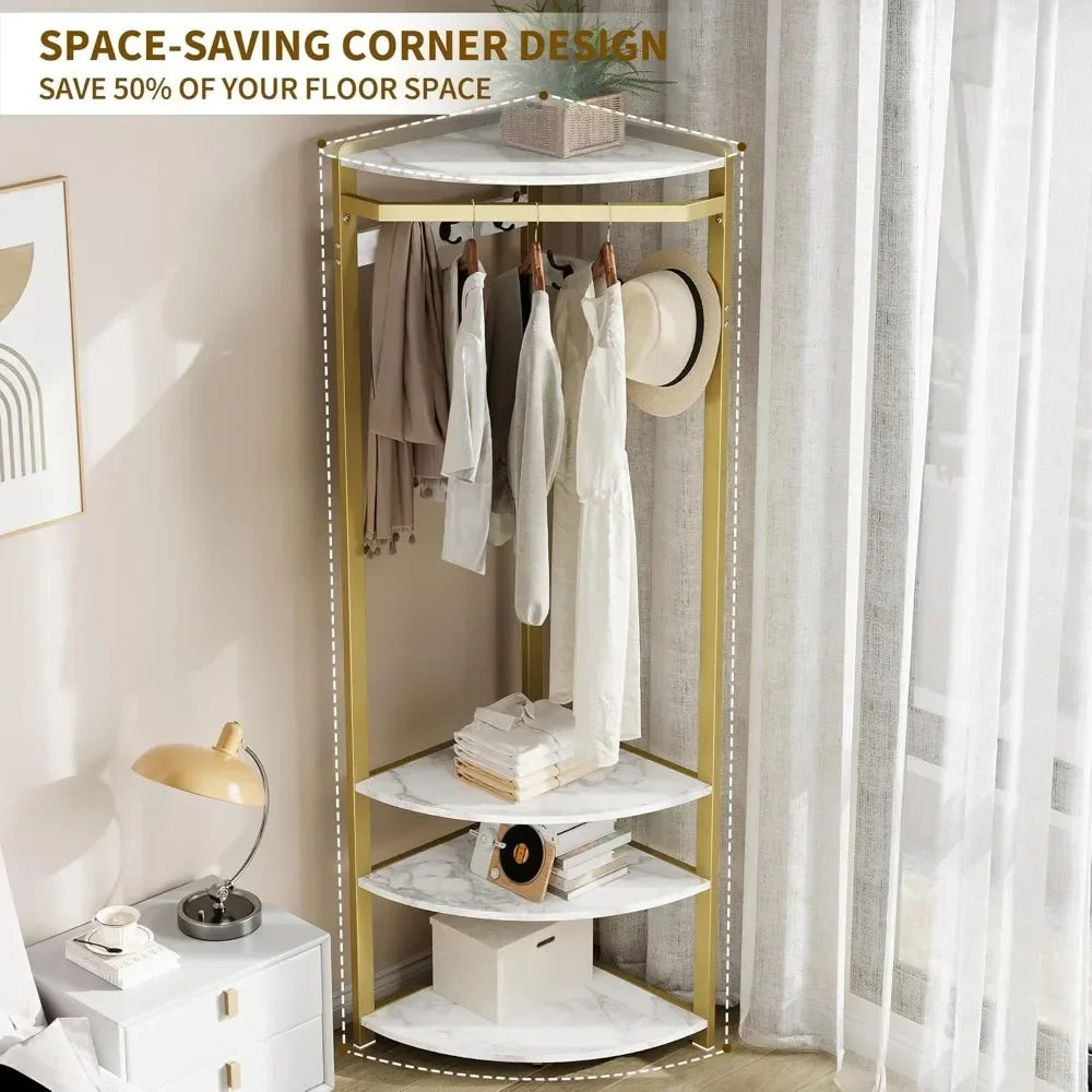Corner Coat Rack Shoe Bench And 6 Hooks Hallway Tree