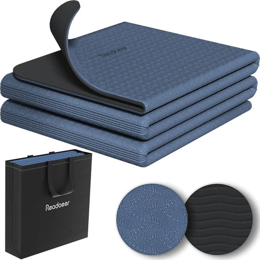 Foldable Travel Yoga Mat With Carrying Bag Non Slip TPE