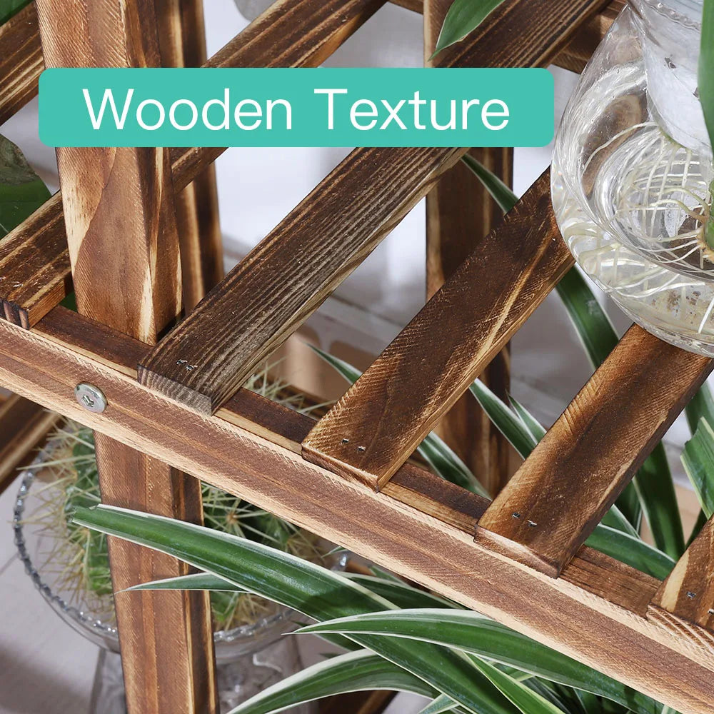 WisforFrame Five Tier Wood Plant Stand Rack With Wheels