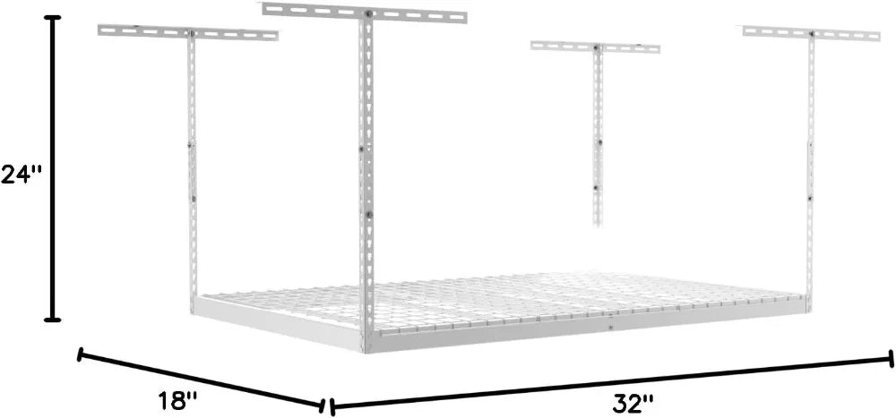 Heavy Duty 4x6 Overhead Garage Storage Rack, 500 lb Capacity, Adjustable Steel Ceiling Mount Shelves, 2 Pack
