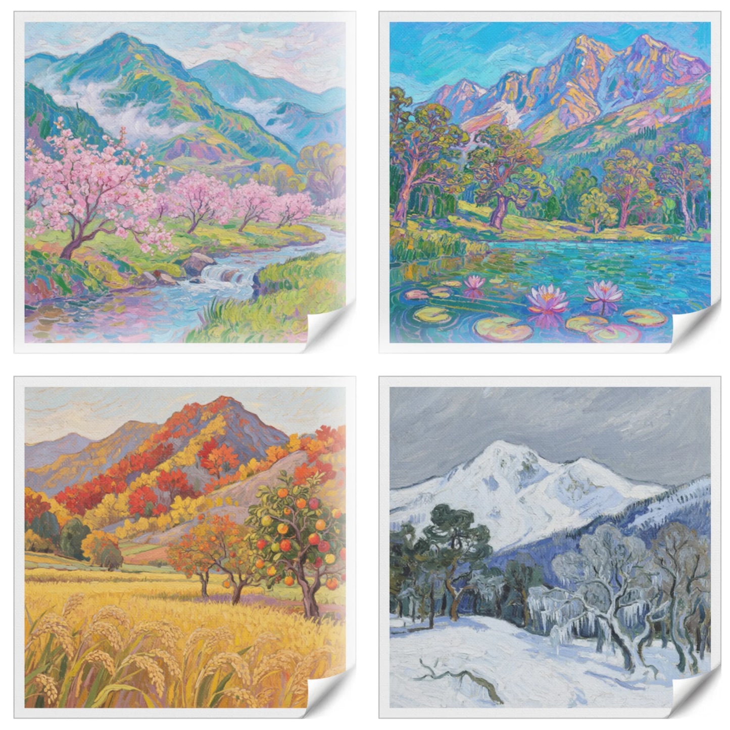 Four Seasons Canvas Oil Painting Wall Art HD Print