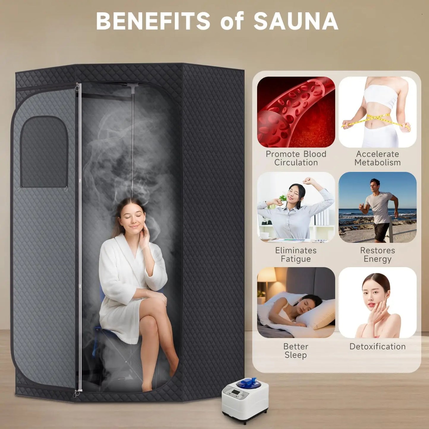 Portable Home Sauna With Steamer And Remote Control For Detox