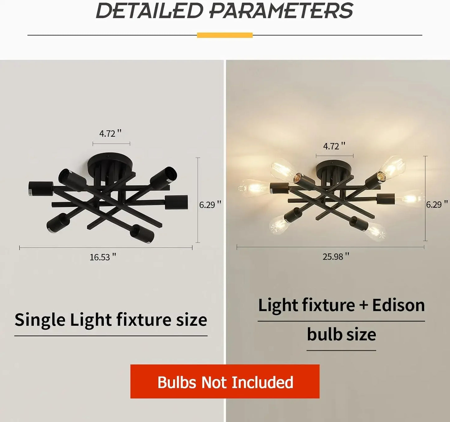 Semi Flush Mount Sputnik Ceiling Light Fixture For Farmhouse Dining