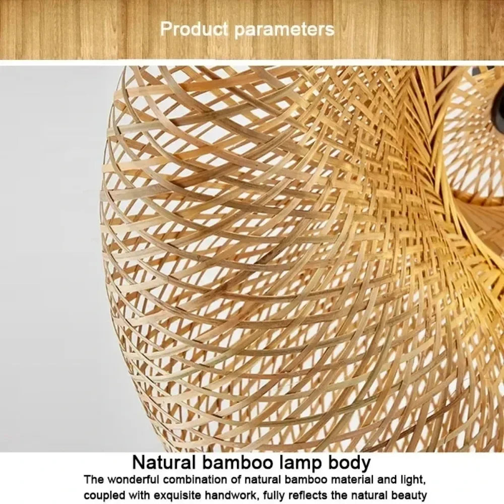 JOYINLED Handmade Bamboo Weaving LED Pendant Light Chandelier