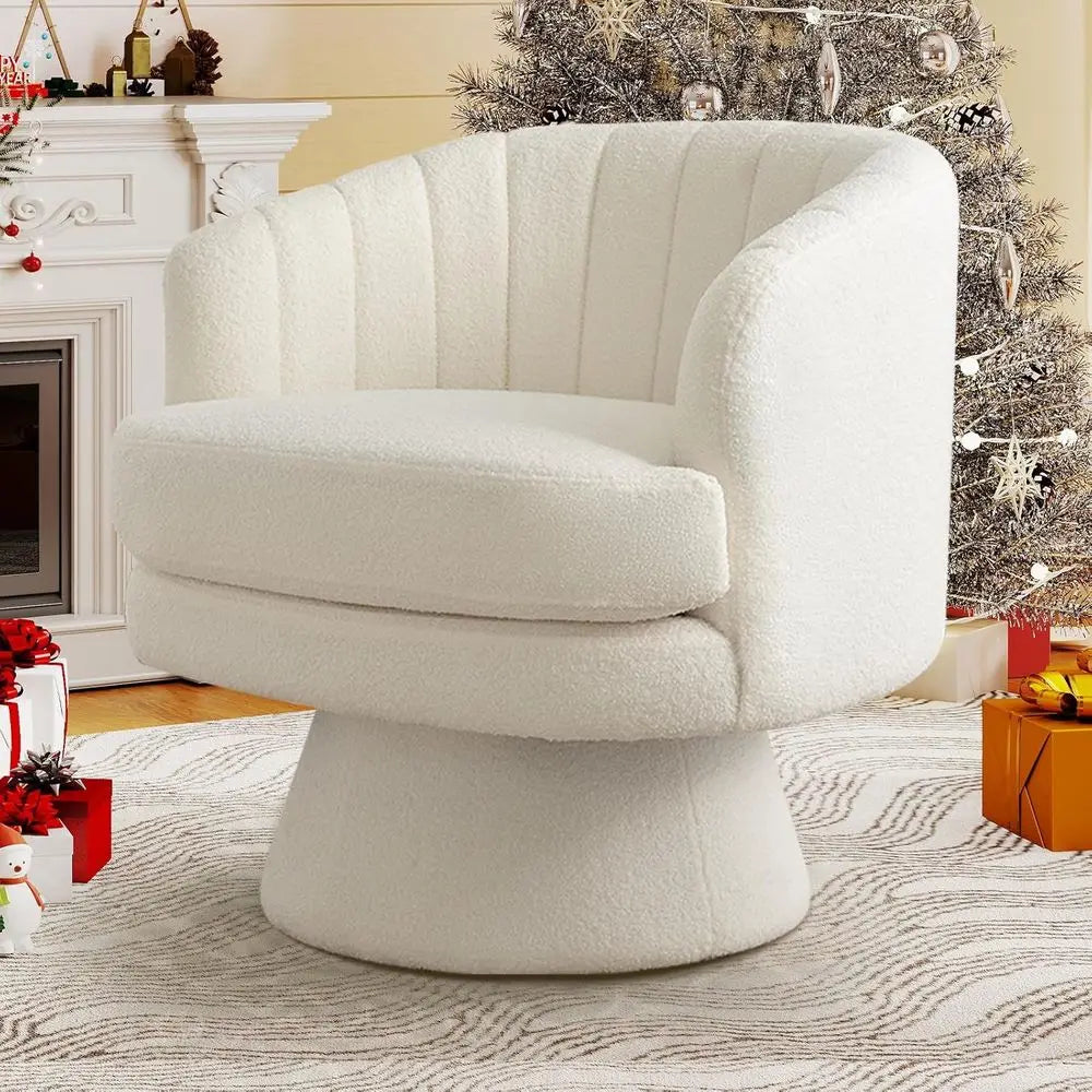 Curved Swivel Barrel Chair