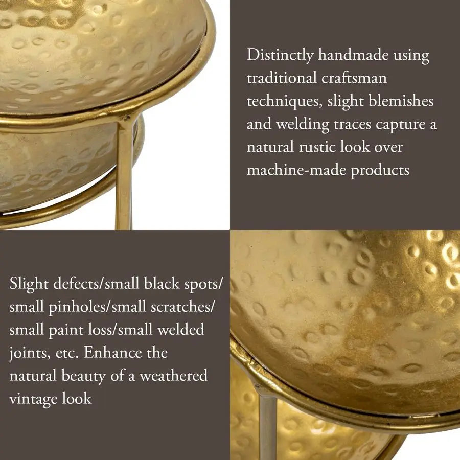 Hammered Brass Plated 3 Tier Jewelry Organizer Ring Dish Stand