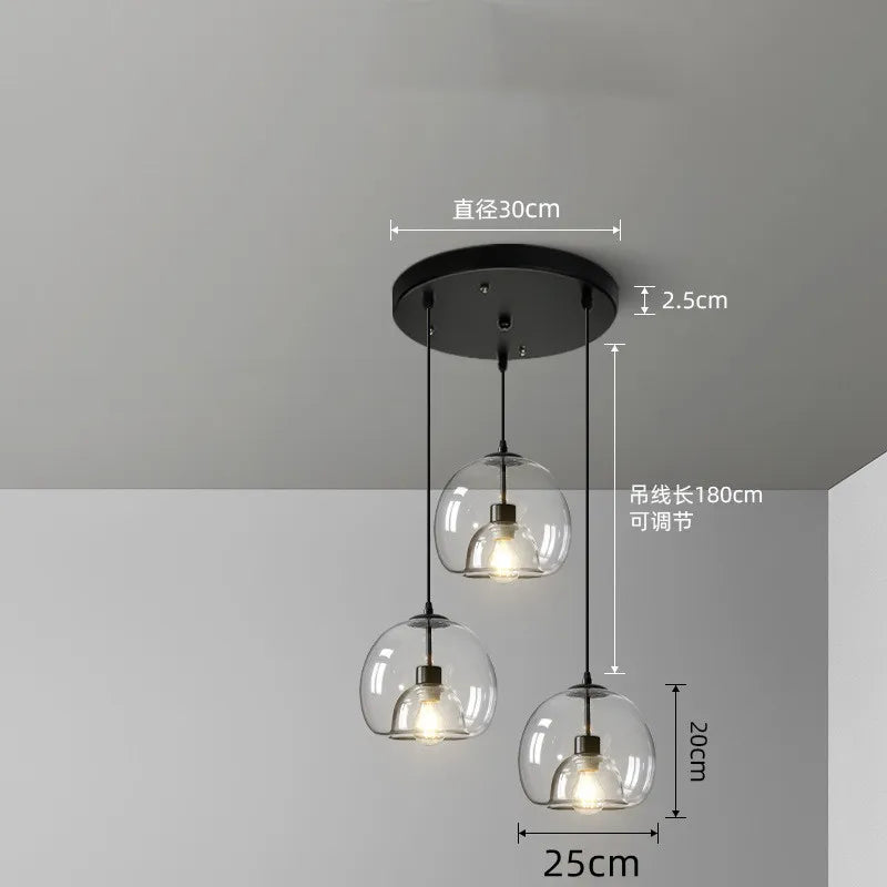 Taonusanshu Nordic Iron Glass Pendant Lamp Kitchen Island