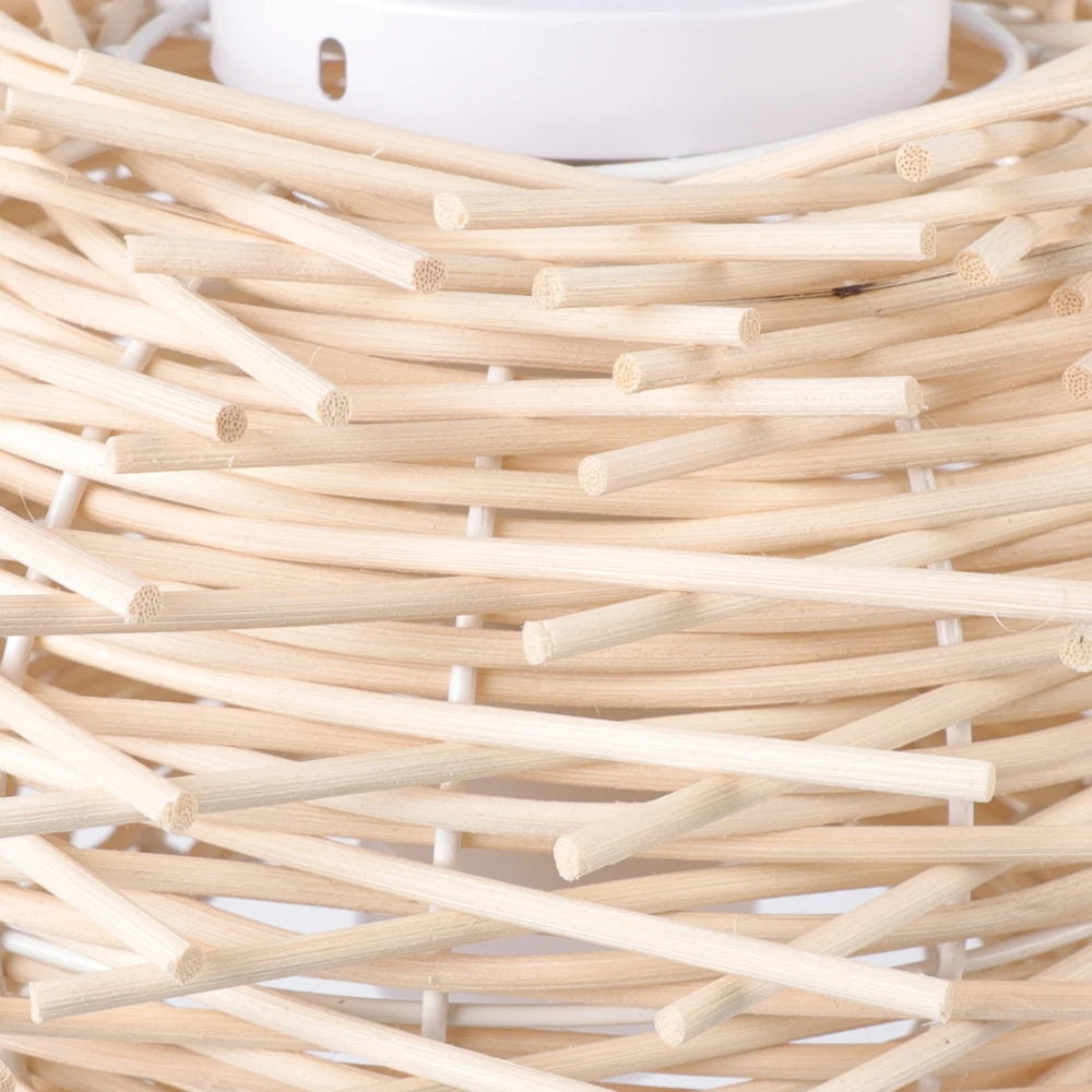 Hand Woven Bamboo Pendant Light Rattan Lantern With Adjustable Hanging