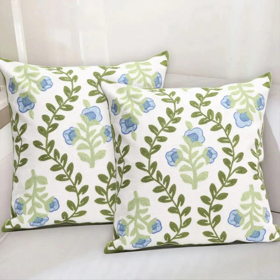Embroidered Decorative Throw Pillow Covers For Sofa Farmhouse Decor