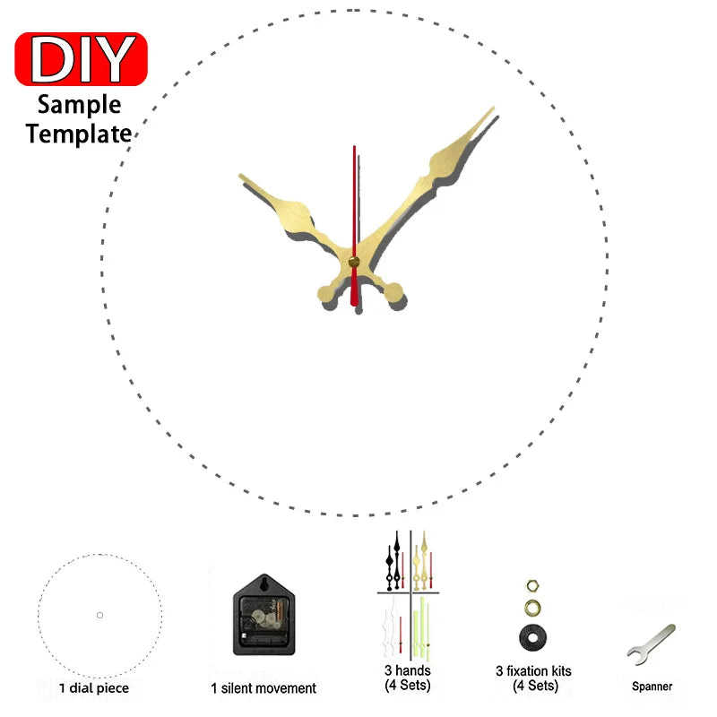 DIY 2D Flat Oil Painting Pattern Wooden Round Silent Wall Clock