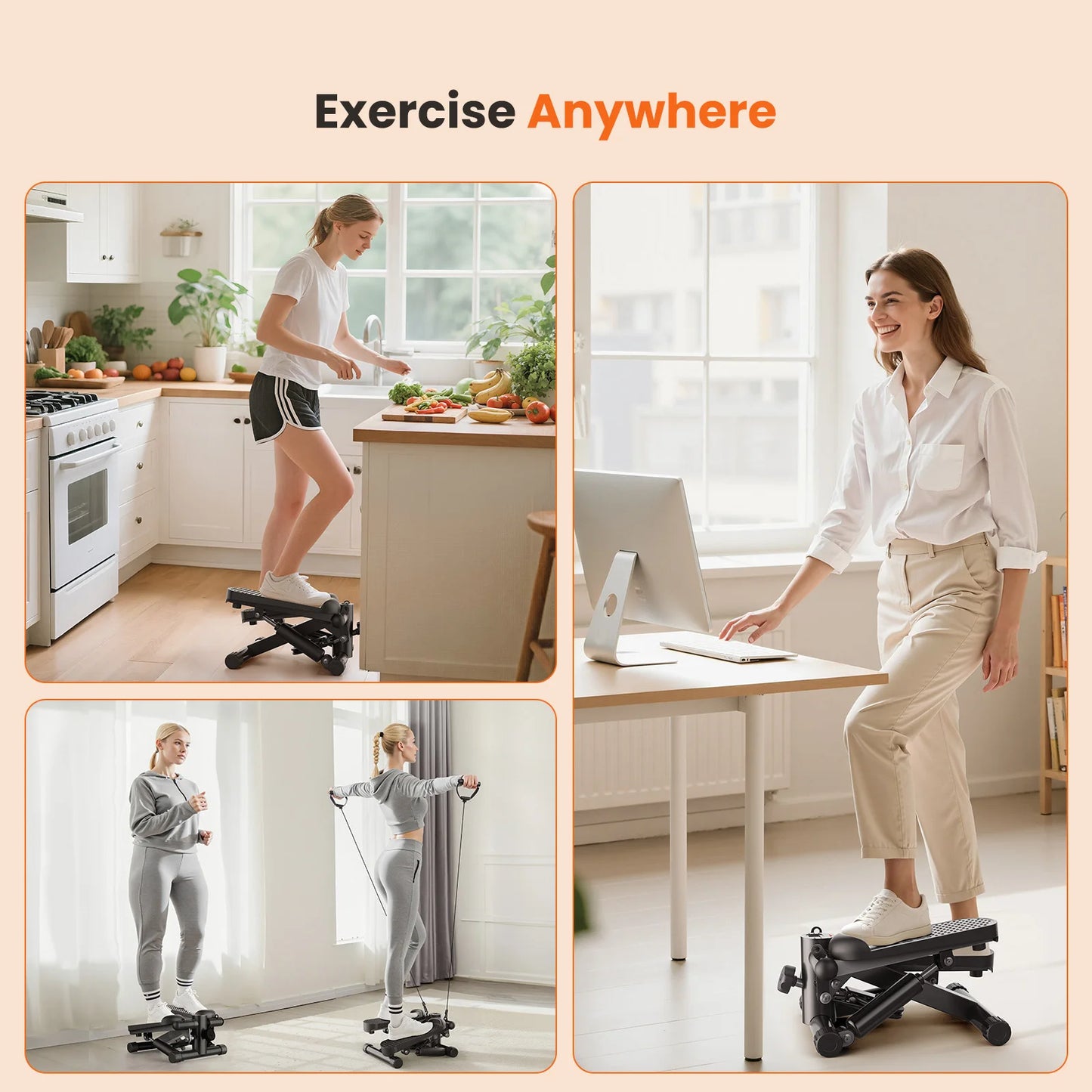 Mini Stepper With Resistance Bands 300 Lbs Hydraulic Cardio Machine