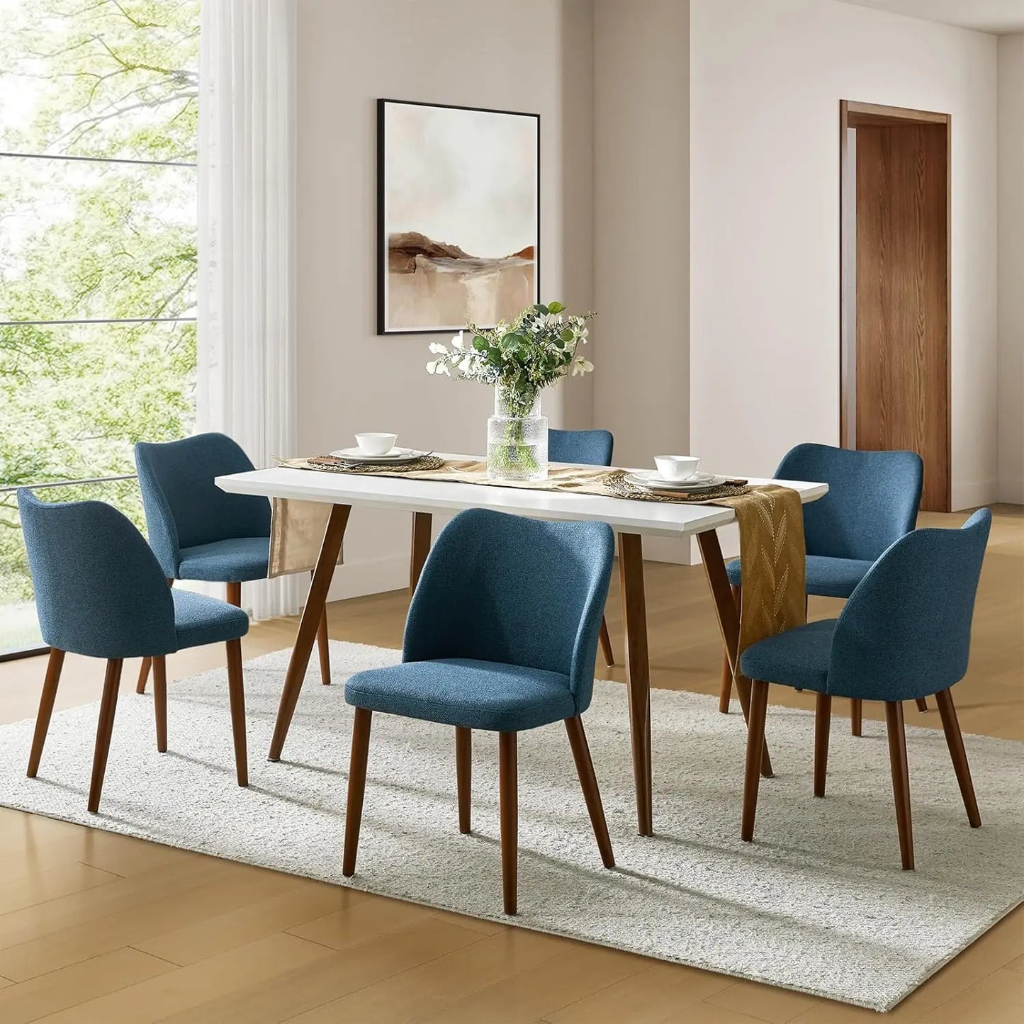 Upholstered Dining Chairs For Kitchen And Dining Room With Curved Back
