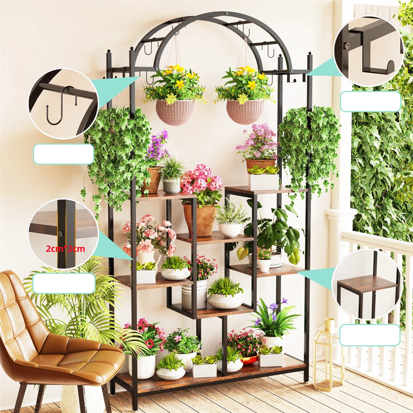 BINGOPAW Five Tier Tall Indoor Plant Stand Arched Frame