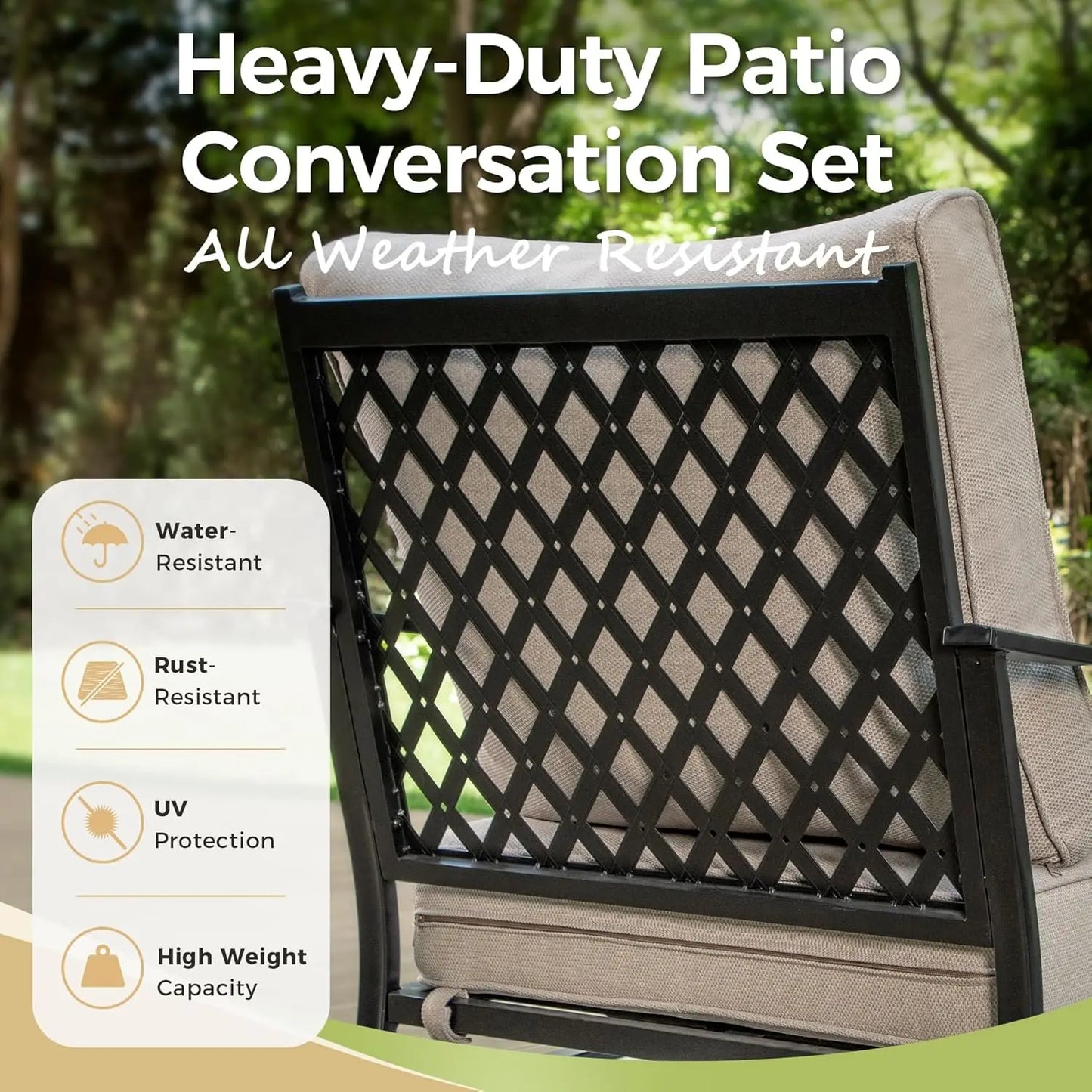 Swivel Patio Chairs Set Of Two Outdoor High Back Metal Cushioned