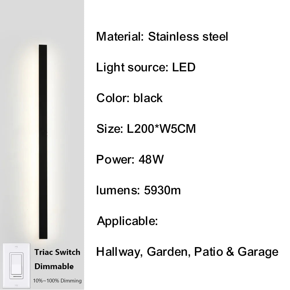IISINUO Outdoor Porch Wall Light Dimmable Stainless Steel IP67