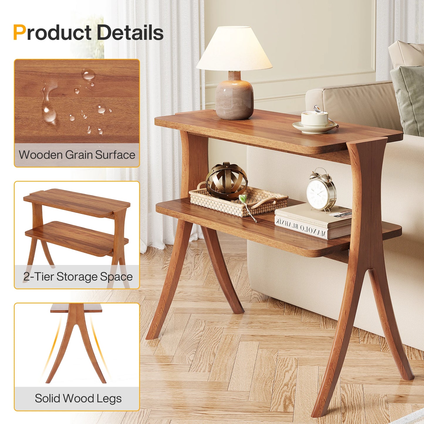 Two Tier Walnut Side Table