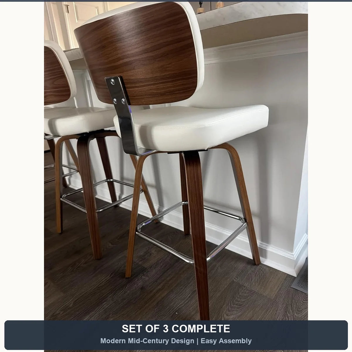 Modern Swivel Counter-Height Bar Stool with Backrest