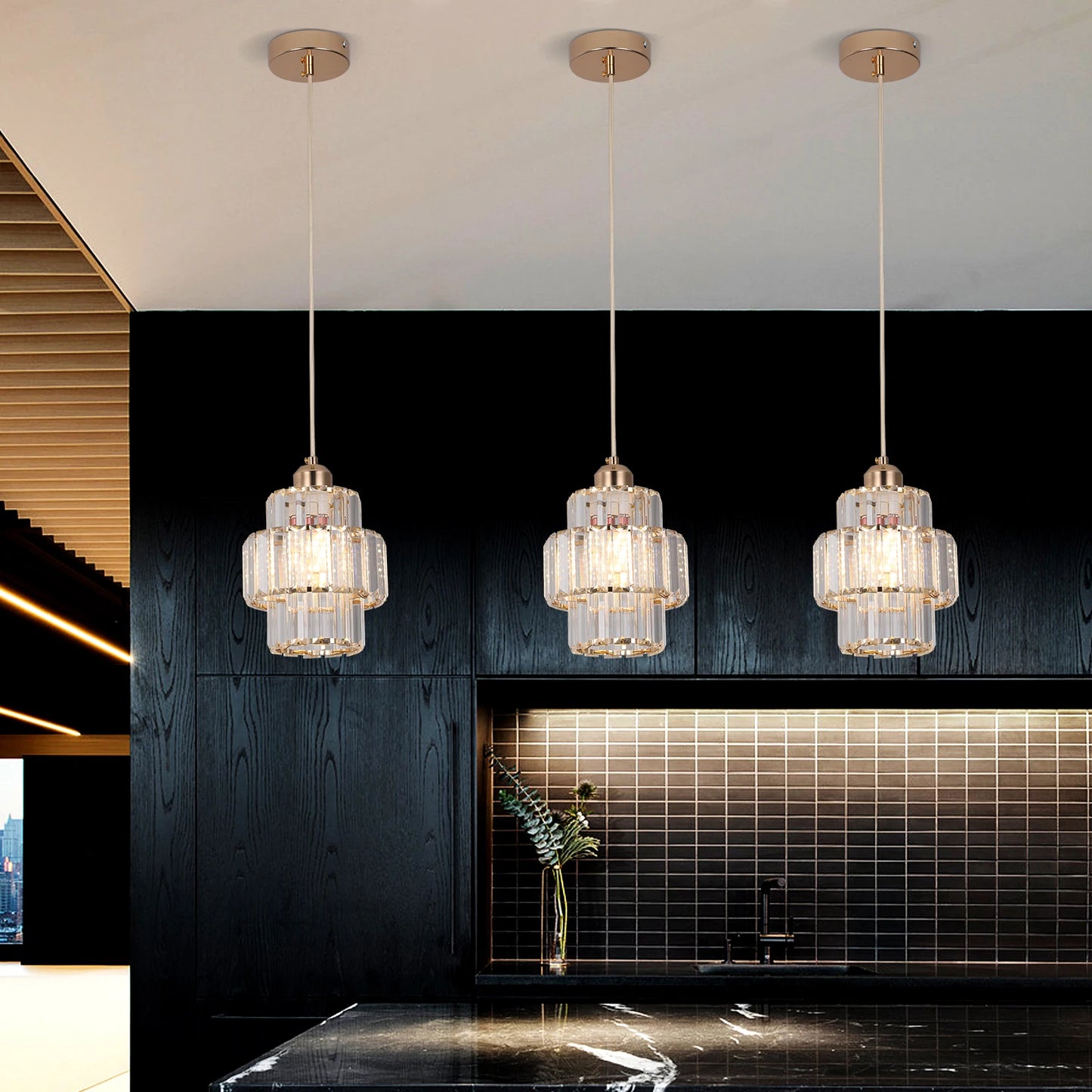 VETRULUS Led Crystal Pendant Light E27 Chandelier Modern Ceiling Fixture