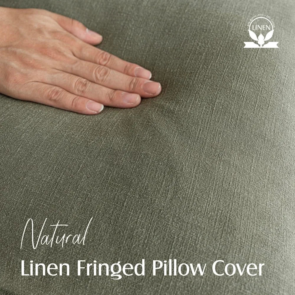 NBVCX Linen Fringe Throw Pillow Covers With Tassels Boho Farmhouse