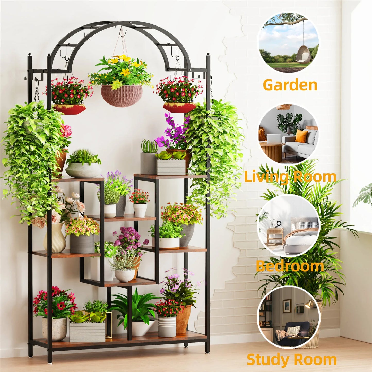 BINGOPAW Five Tier Tall Indoor Plant Stand Arched Frame