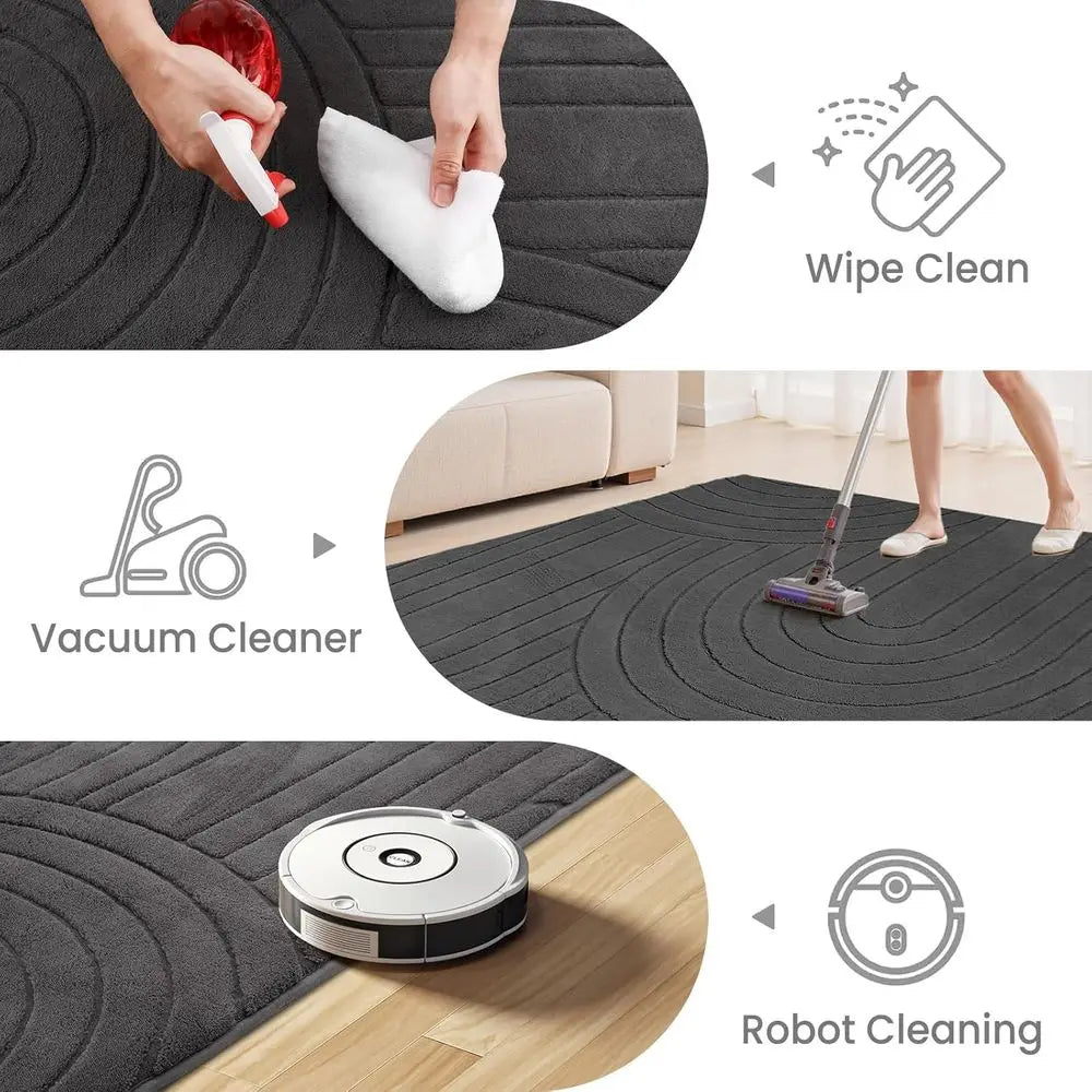 Polyester Area Rug Non Slip Machine Washable Living Room