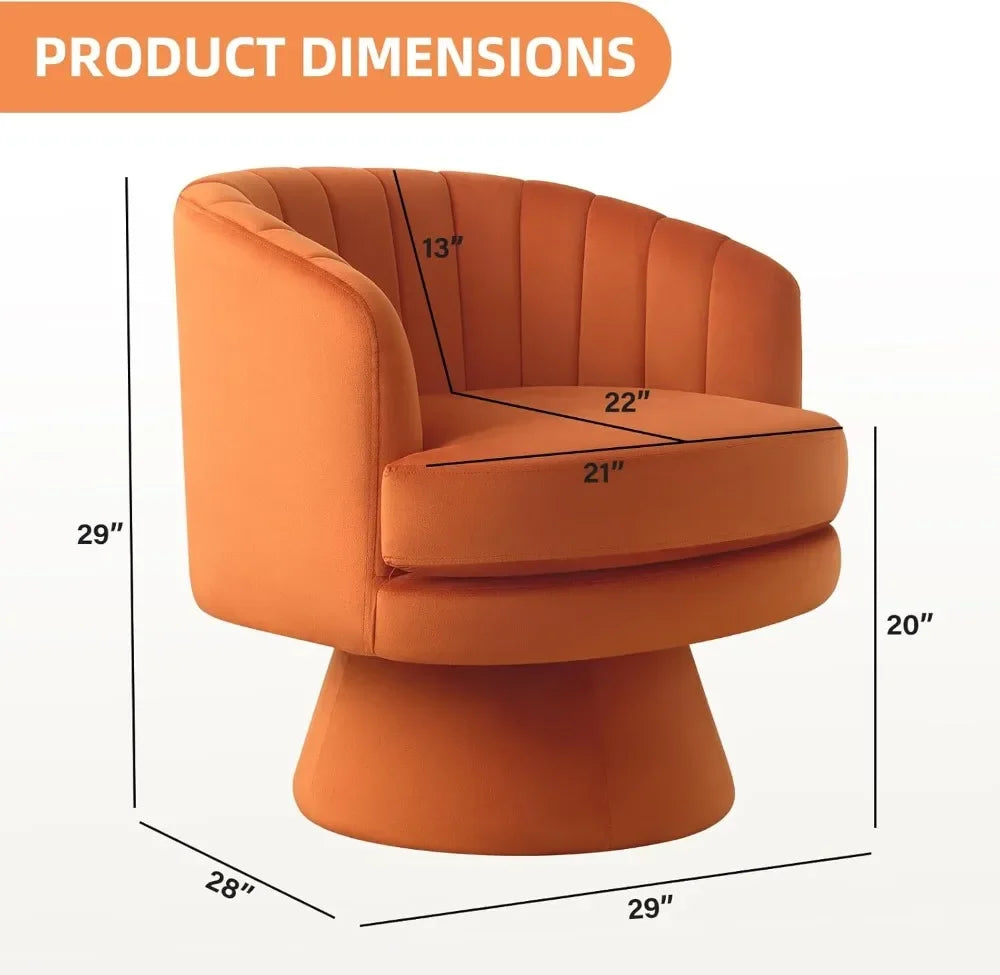 Set Of 2 Modern Velvet Barrel Swivel Chairs With Armrests For Living Room