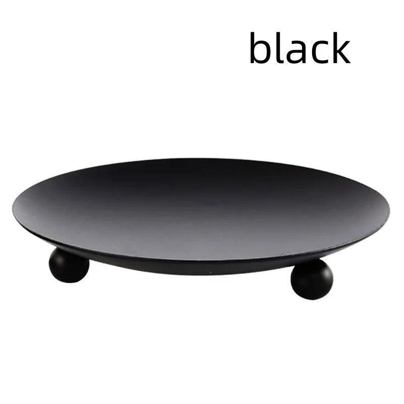 Iron Plate Candle Holder Pillar Candle Stand Modern Metal Pedestal