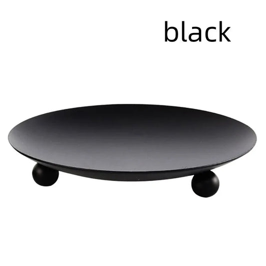 Iron Plate Candle Holder Pillar Candle Stand Modern Metal Pedestal