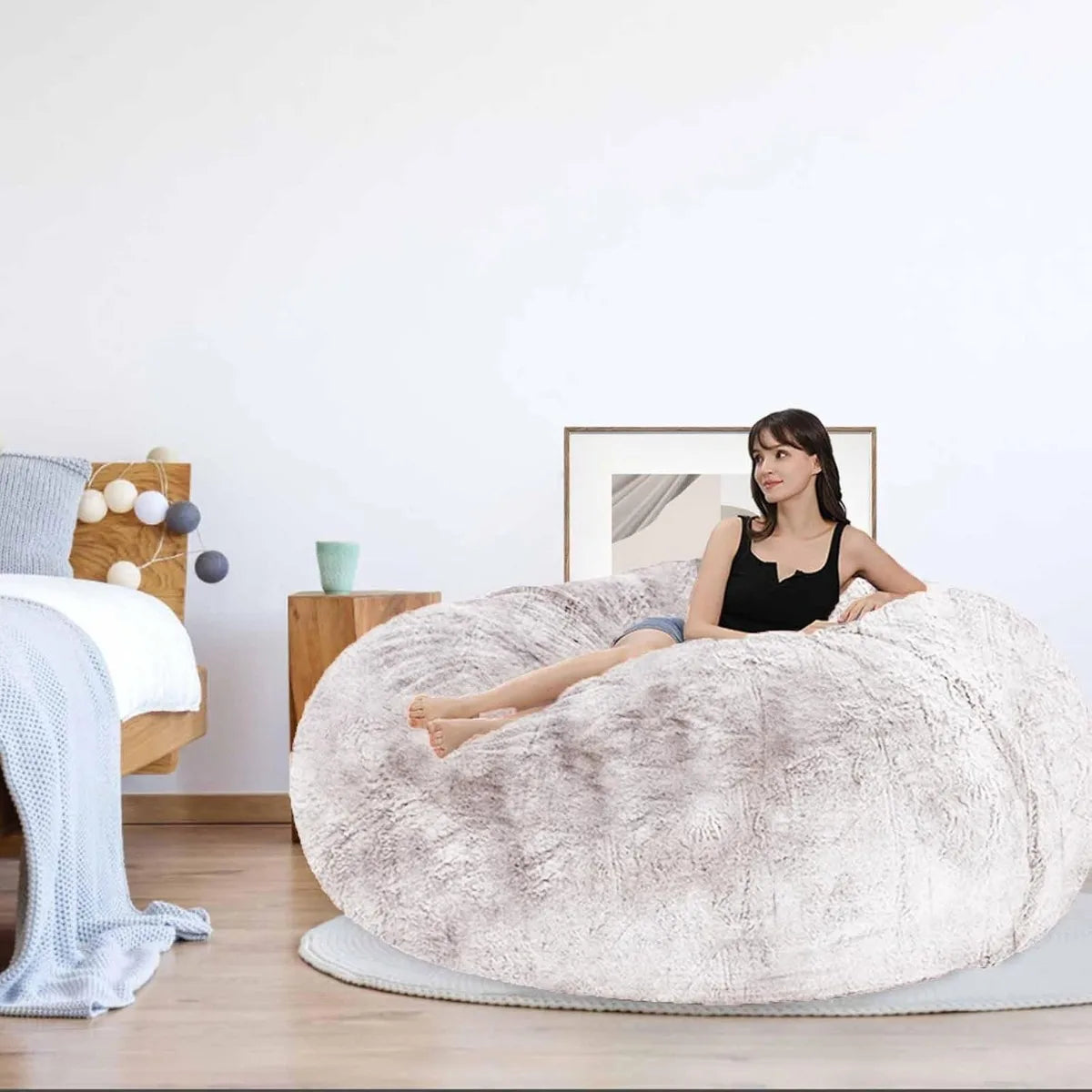 XIUWO Velvet Bean Bag Chair Cover For Adults And Kids