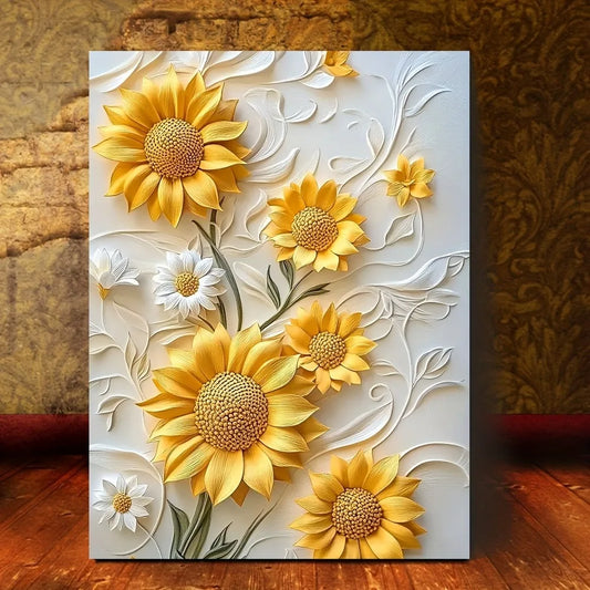 3D Sunflower Canvas Art With Wood Frame for Living Room