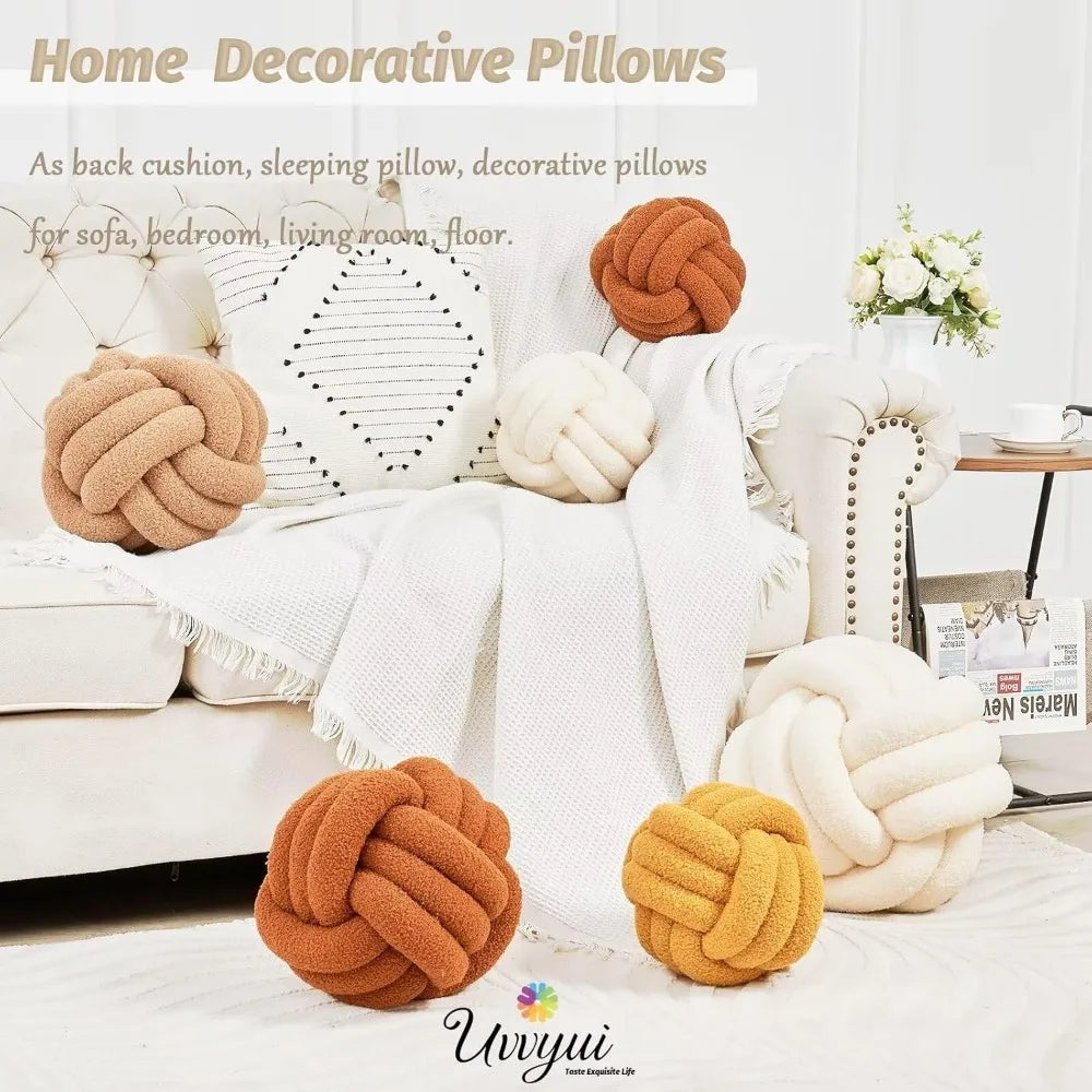 NBVCX Handmade Knot Ball Pillow Soft Round Plush Cushion Decor