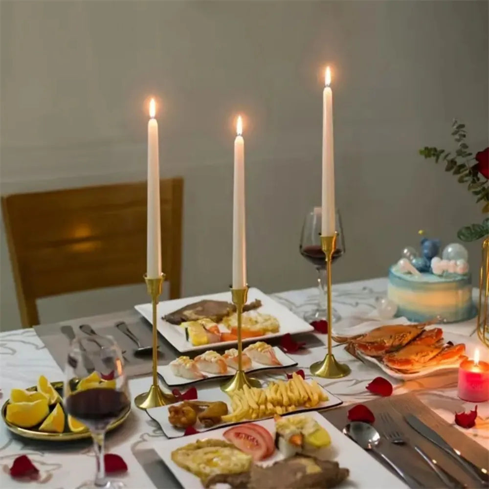 Romantic Gold Metal Taper Candle Holders Set European Style