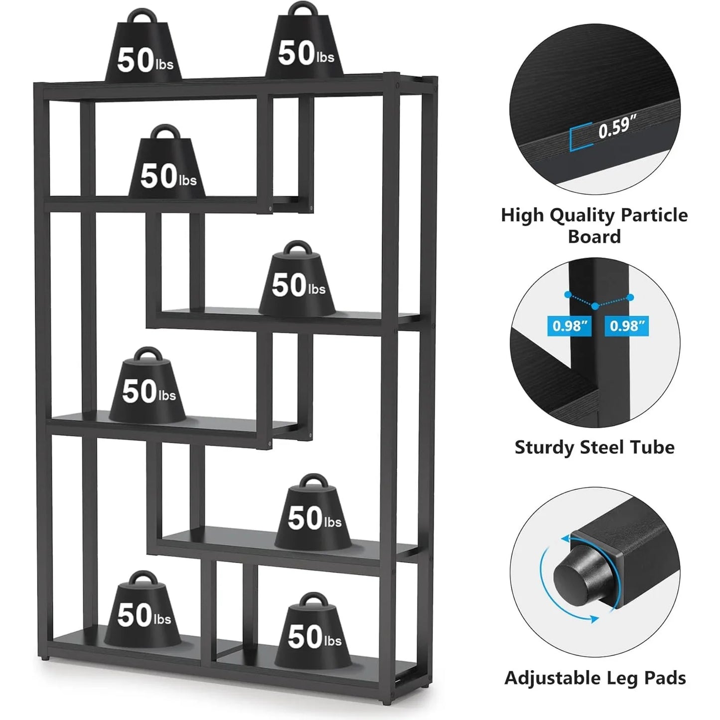 Way To Origin Modern Industrial Etagere Bookshelf Storage Display