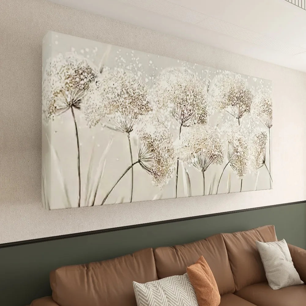 Nordic Style Dandelion Wall Art Wood Framed Canvas Print