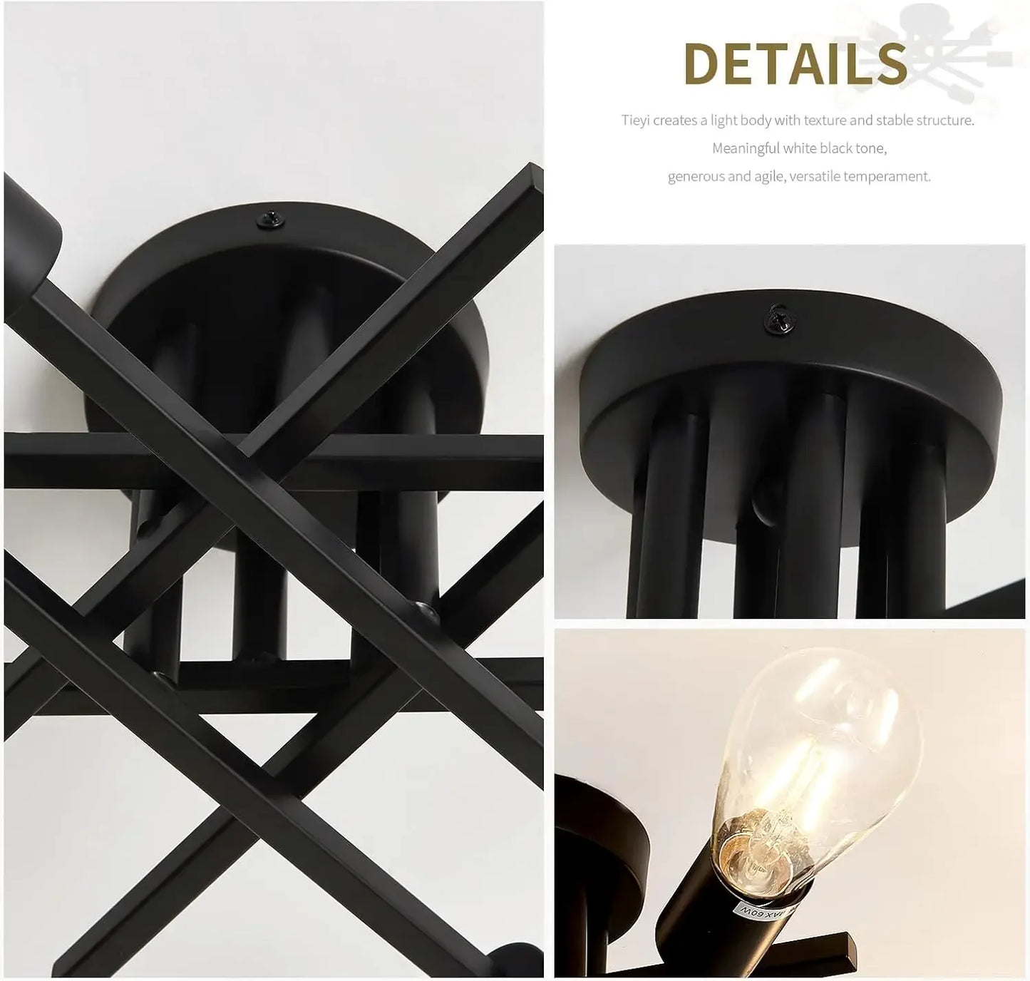 Semi Flush Mount Sputnik Ceiling Light Fixture For Farmhouse Dining