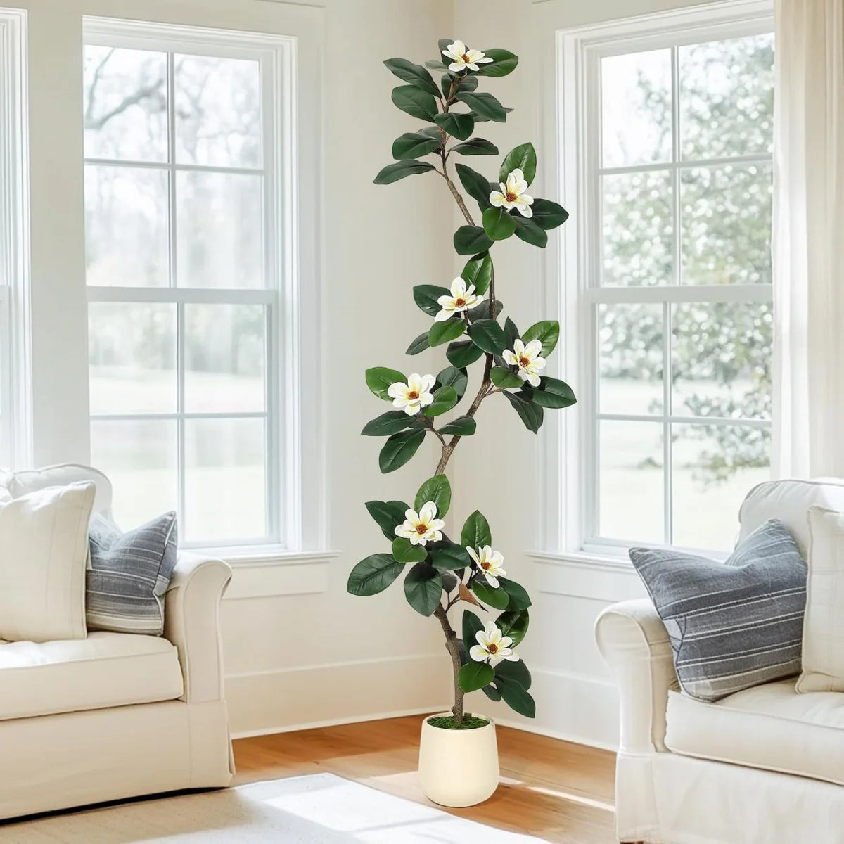 HiMISS Magnolia Artificial Tree In Planter Indoor Floor Plant