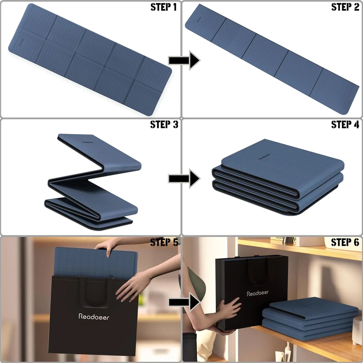 Foldable Travel Yoga Mat With Carrying Bag Non Slip TPE