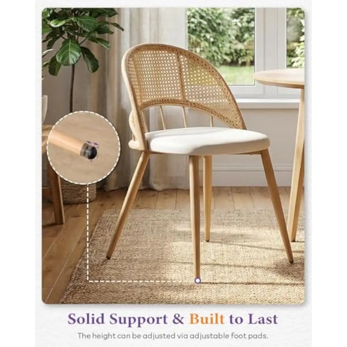Mid-Century Rattan Back Dining Chairs – Set of 4