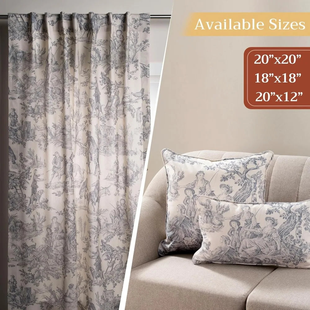 XIUWO Toile Pattern Decorative Pillow Covers With Invisible Zipper