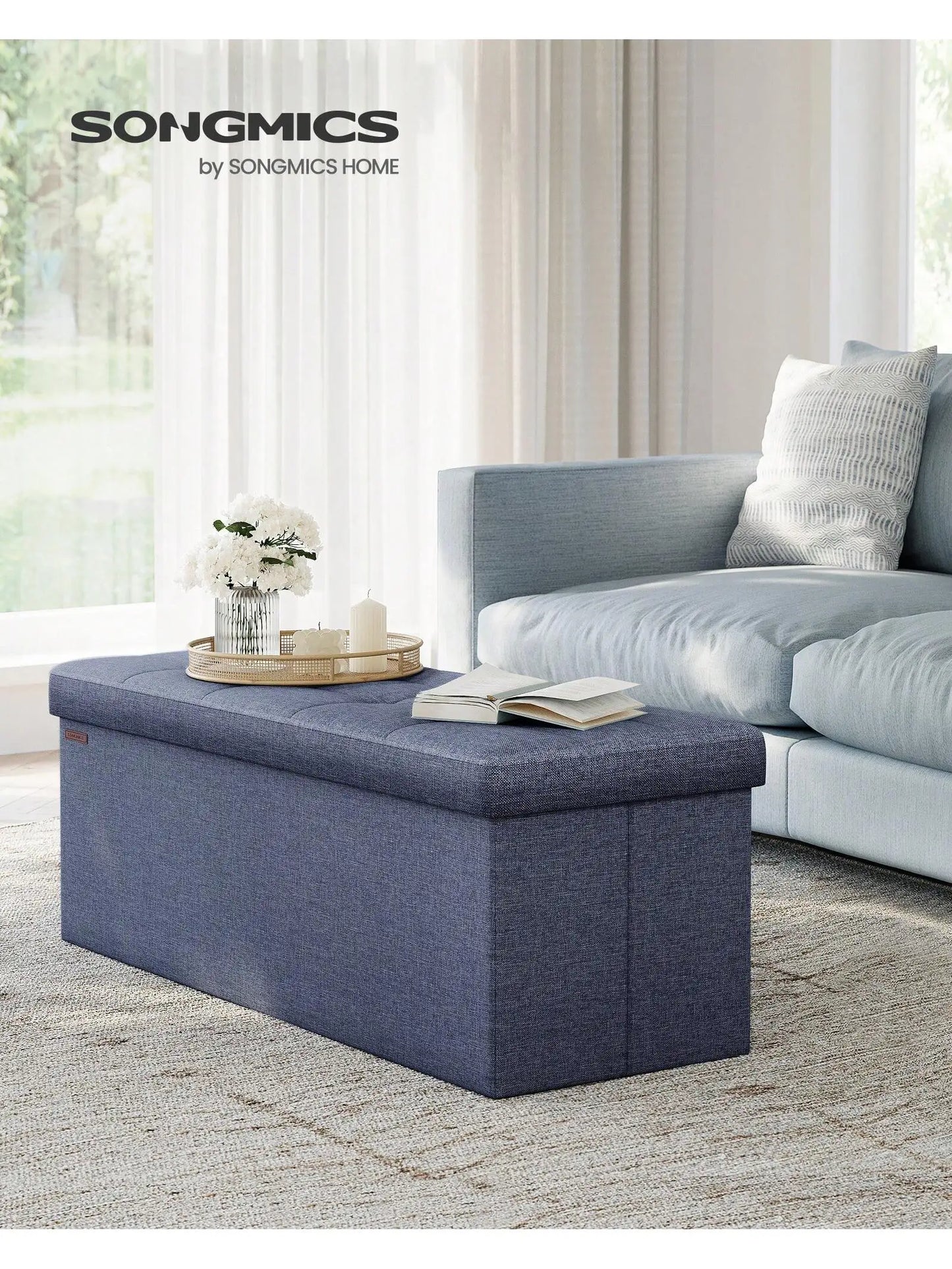 Folding Storage Ottoman Bench EndOfBed For Living Room 660Lb Capacity