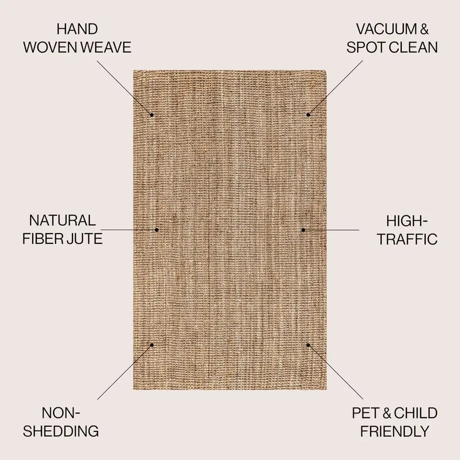 Pata Hand Woven Chunky Jute Indoor Area Rug Bohemian Rustic