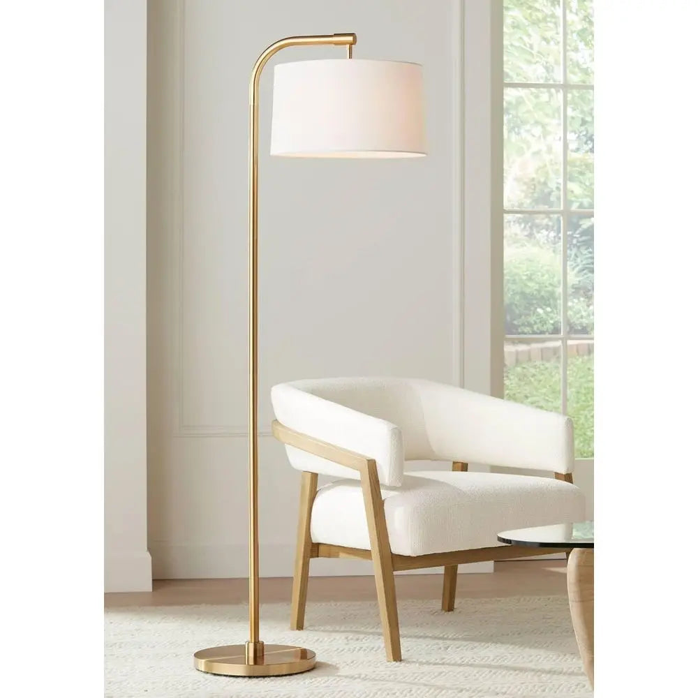 Art Deco Floor Lamp With Metal Frame And Linen Shade