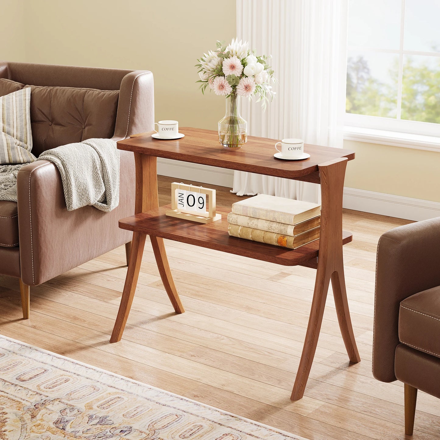 Two Tier Walnut Side Table