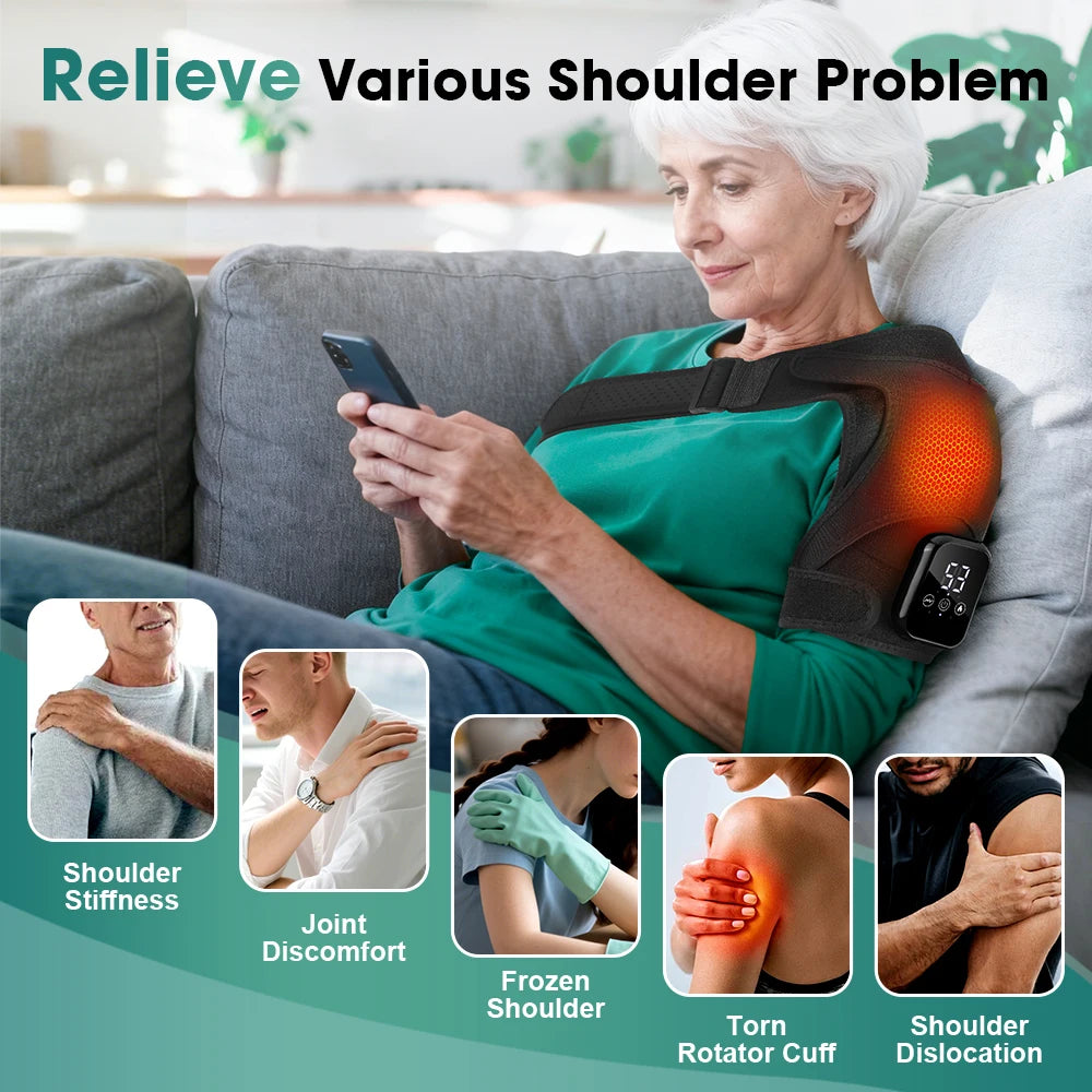 PASTSKY Rechargeable Heated Shoulder Massager With 3 Heat Levels