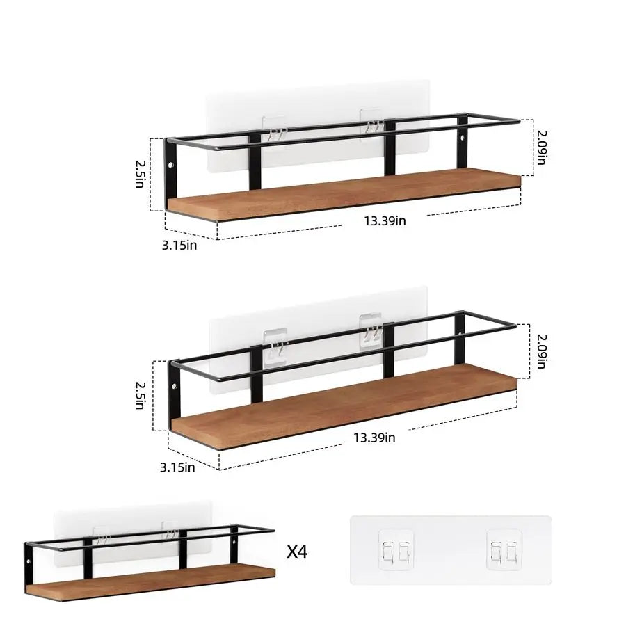 Rack SelfAdhesive or drilling, Rustic Style Hanging Spice Rack, Spice Organization for Cabinet Door or Wall Mount, Over The Stov