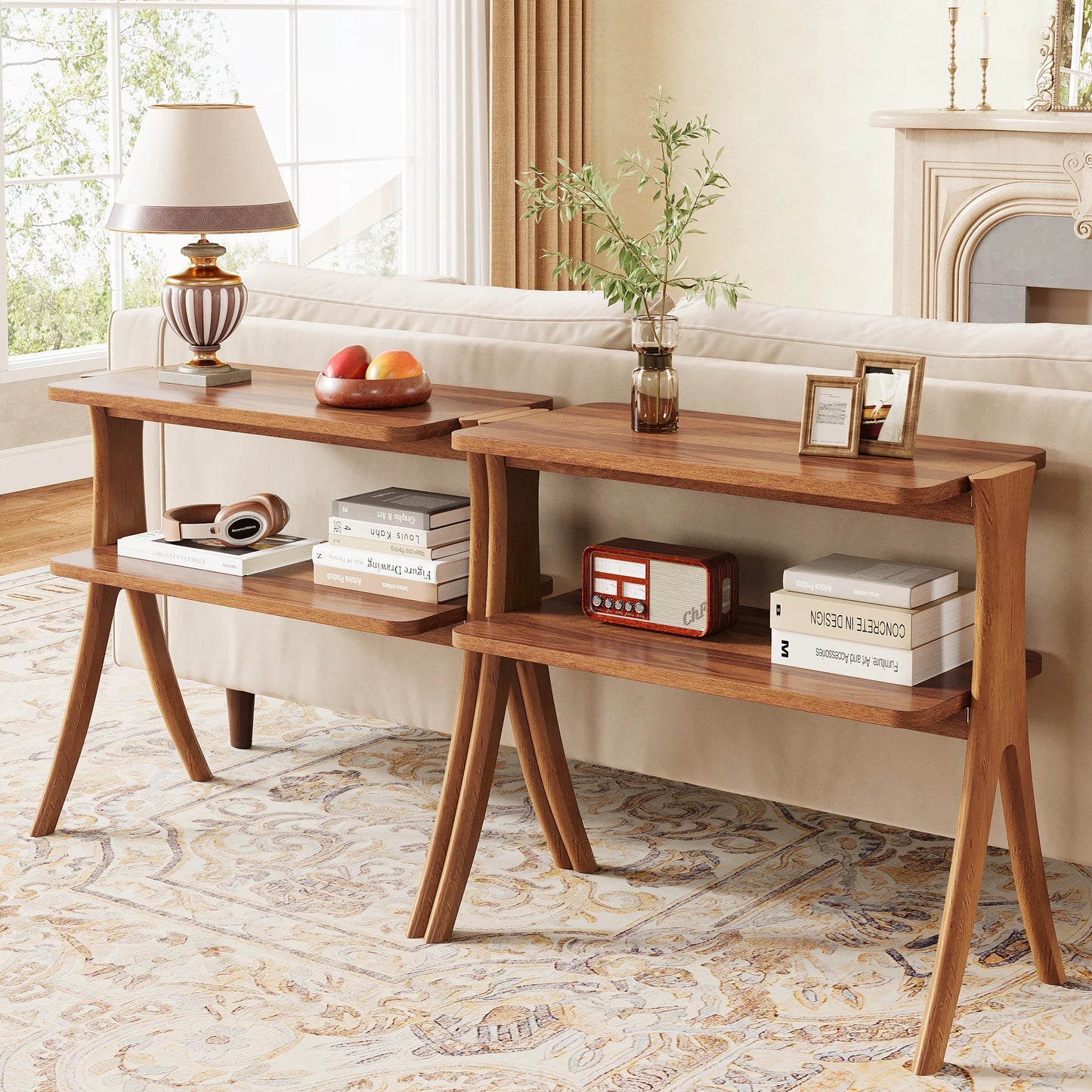 Two Tier Walnut Side Table