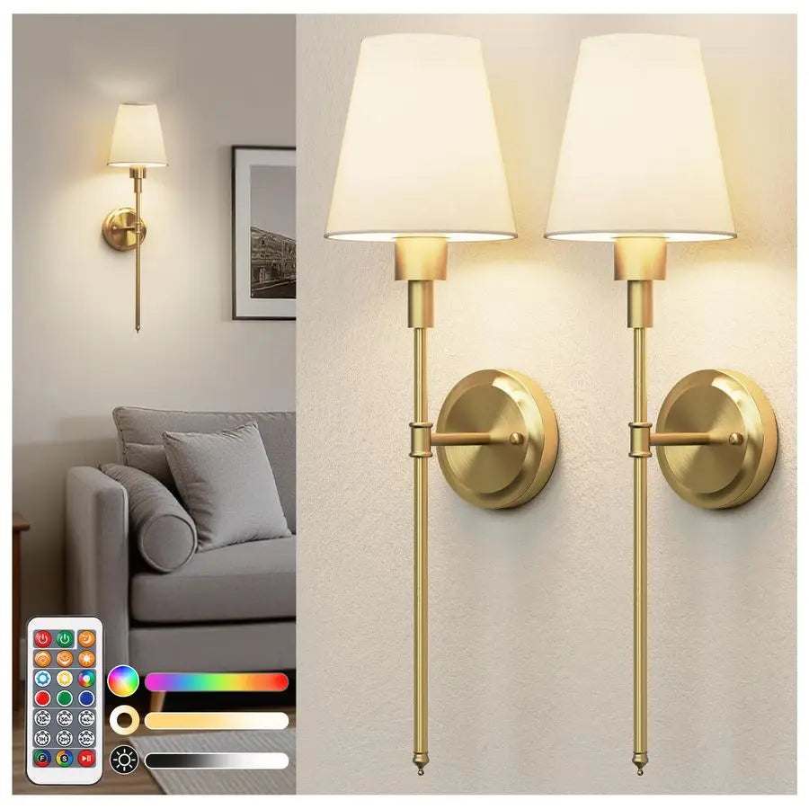 Battery Operated Wall Sconce Rechargeable Wireless Set Of Two